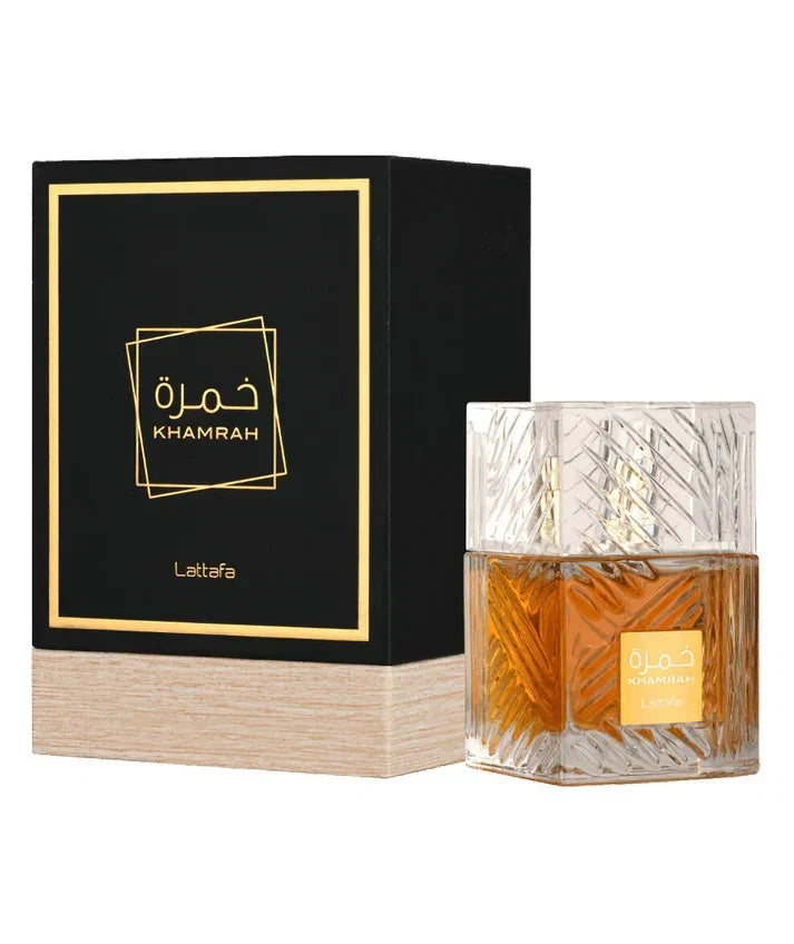Khamrah, Lattafa : le coffret et le flacon